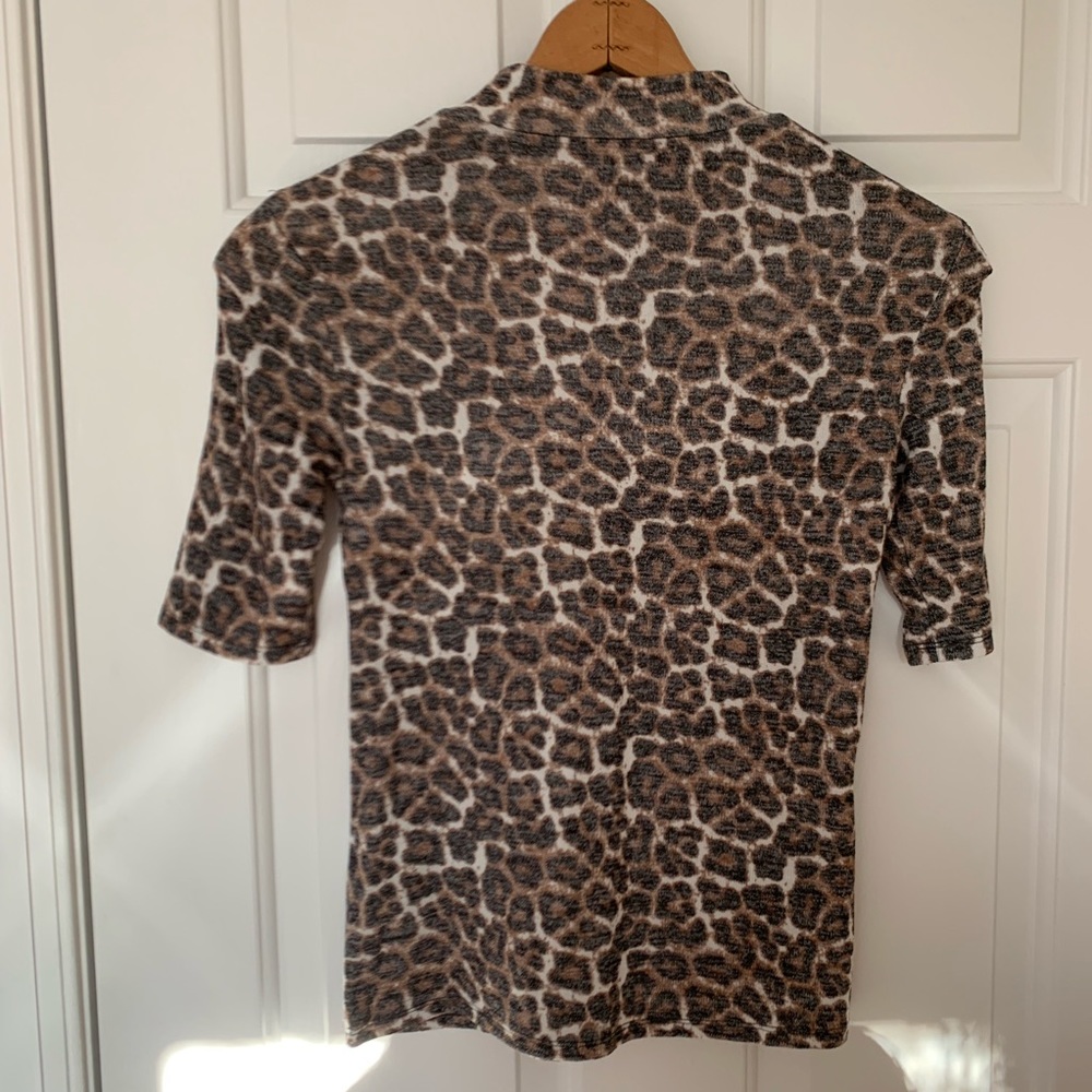 Philosophy Leopard Animal Print Mock Neck Shirt XS - Picture 4 of 7